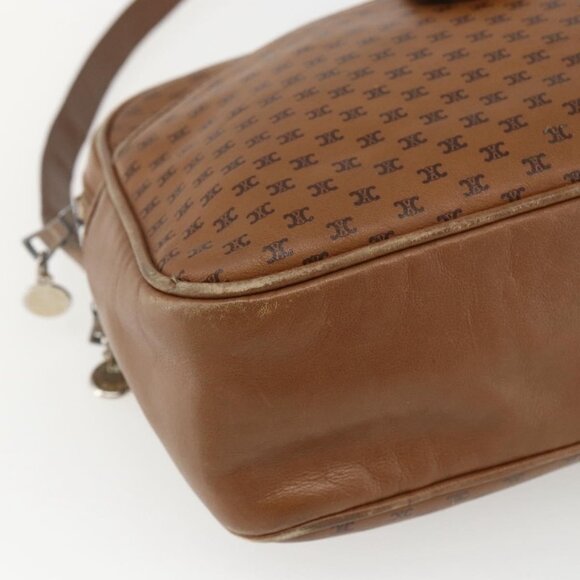 Authentic CELINE Macadam Canvas Shoulder Bag PVC Brown Gold - Picture 3 of 16